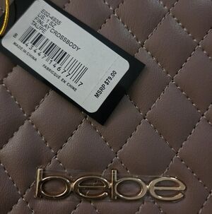 bebe Taupe Quilted Crossbody Bag